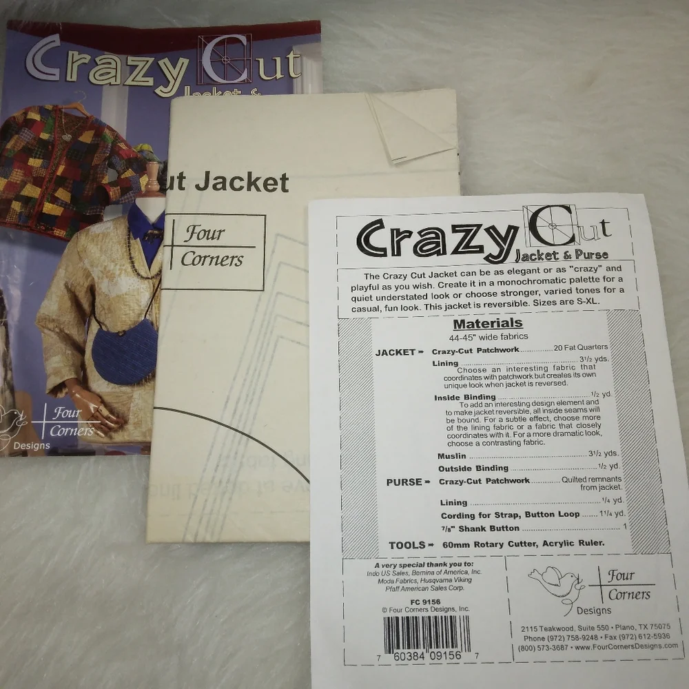PATTERN Crazy Cut Jacket & Purse FC 9156 Size S-M-L-XL